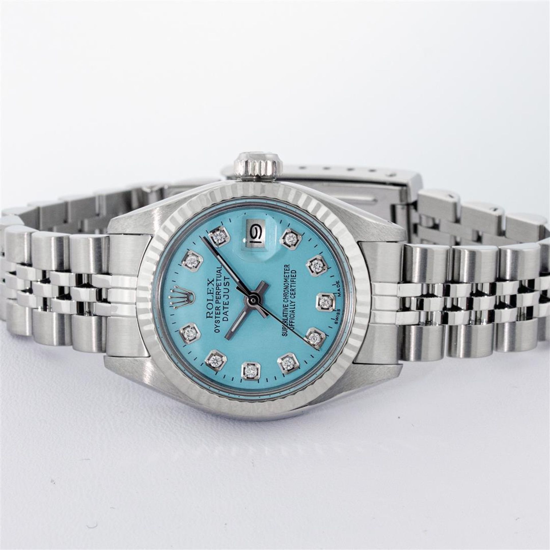 Rolex Ladies Stainless Steel Ice Blue Diamond 26MM Datejust Wristwatch Serviced - Image 2 of 9