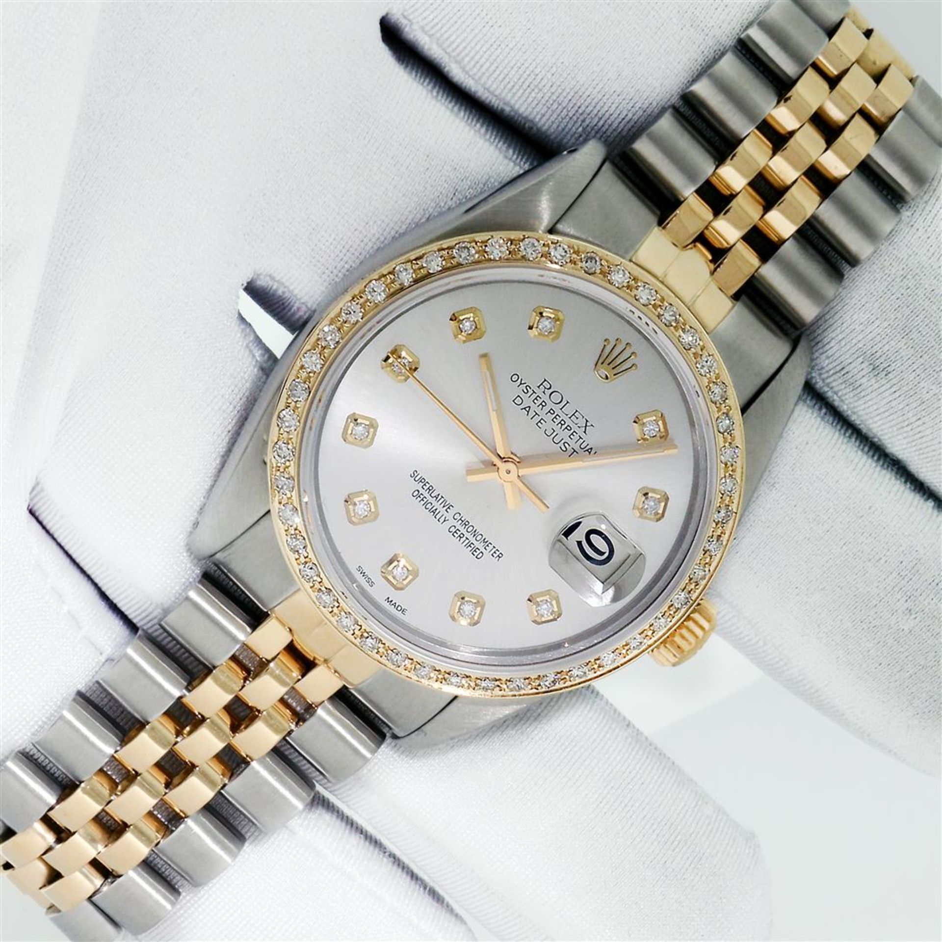 Rolex Mens 2 Tone Silver Diamond Datejust 36MM Wristwatch Oyster Perpetual - Image 3 of 9