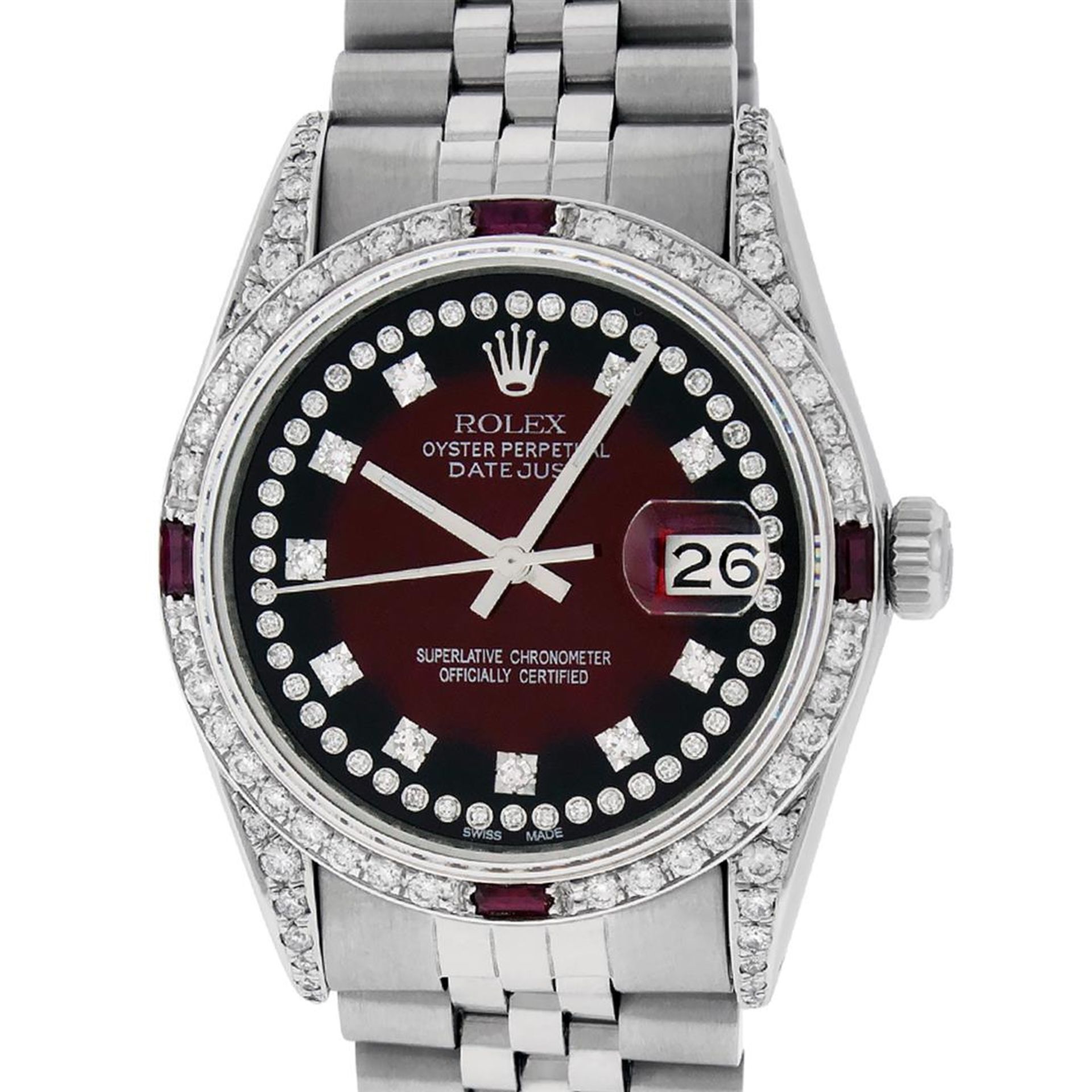 Rolex Mens SS MOP Diamond Lugs & Princess Cut Diamond Datejust Wristwatch 36MM