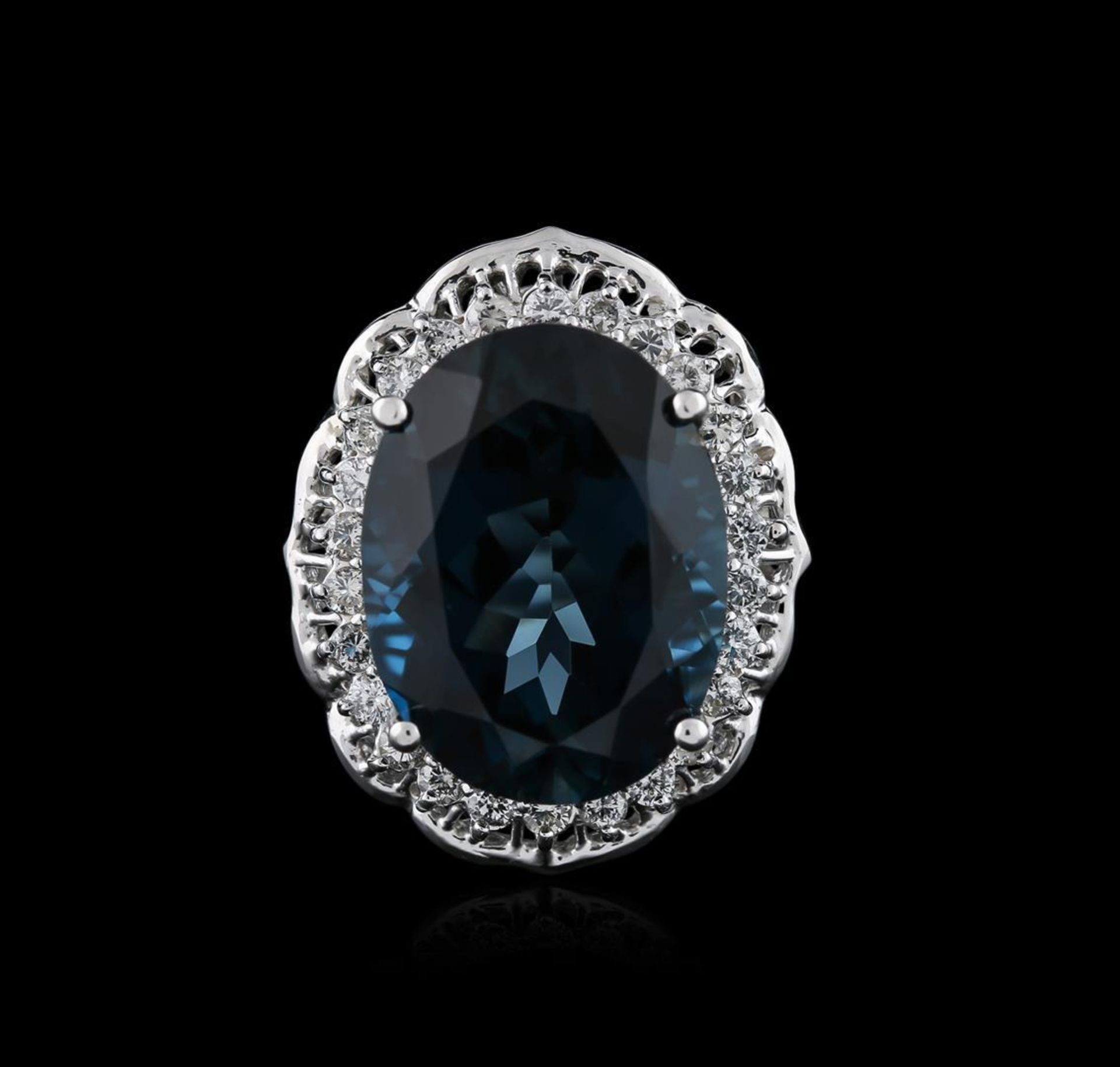 14KT White Gold 20.83 ctw Topaz and Diamond Ring - Image 2 of 3