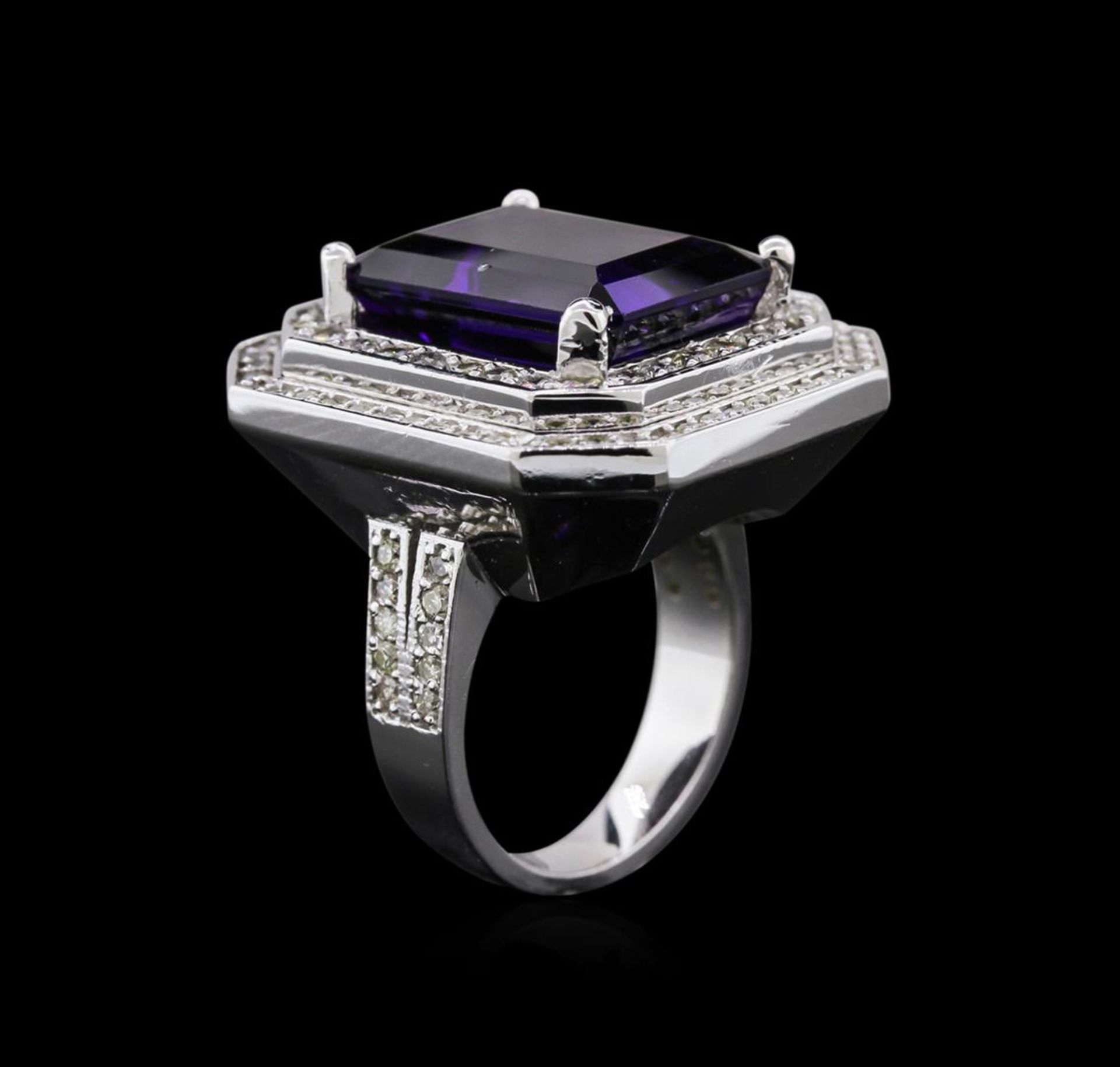 14KT White Gold 11.14 ctw Amethyst and Diamond Ring - Image 3 of 4