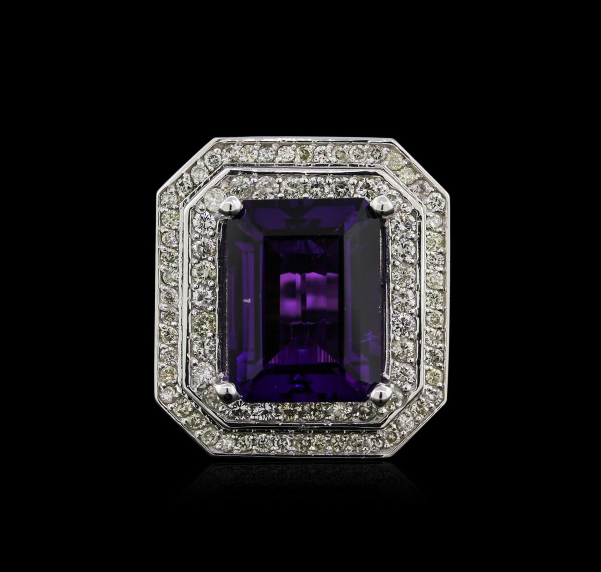 14KT White Gold 11.14 ctw Amethyst and Diamond Ring - Image 2 of 4
