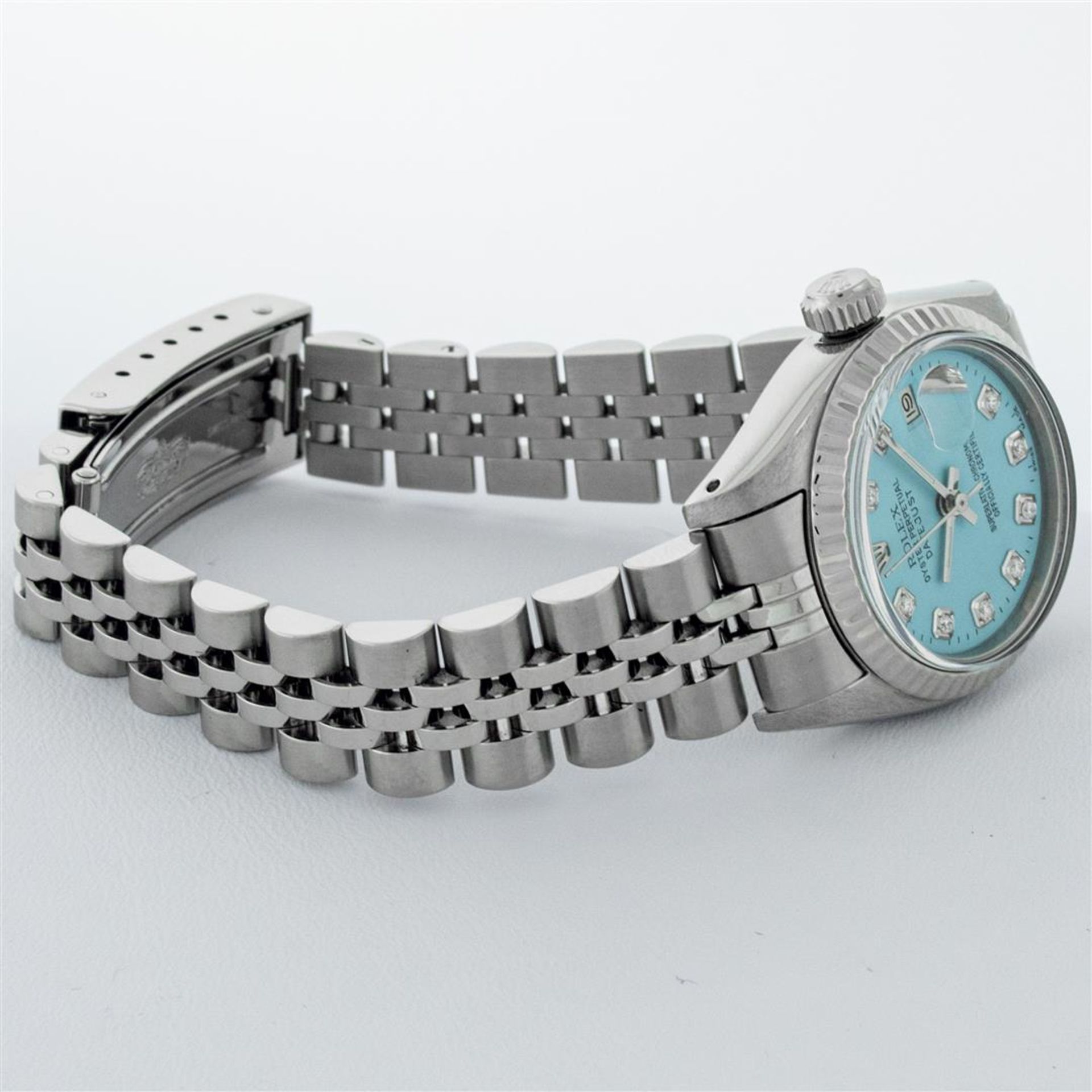 Rolex Ladies Stainless Steel Ice Blue Diamond 26MM Datejust Wristwatch Serviced - Image 4 of 9
