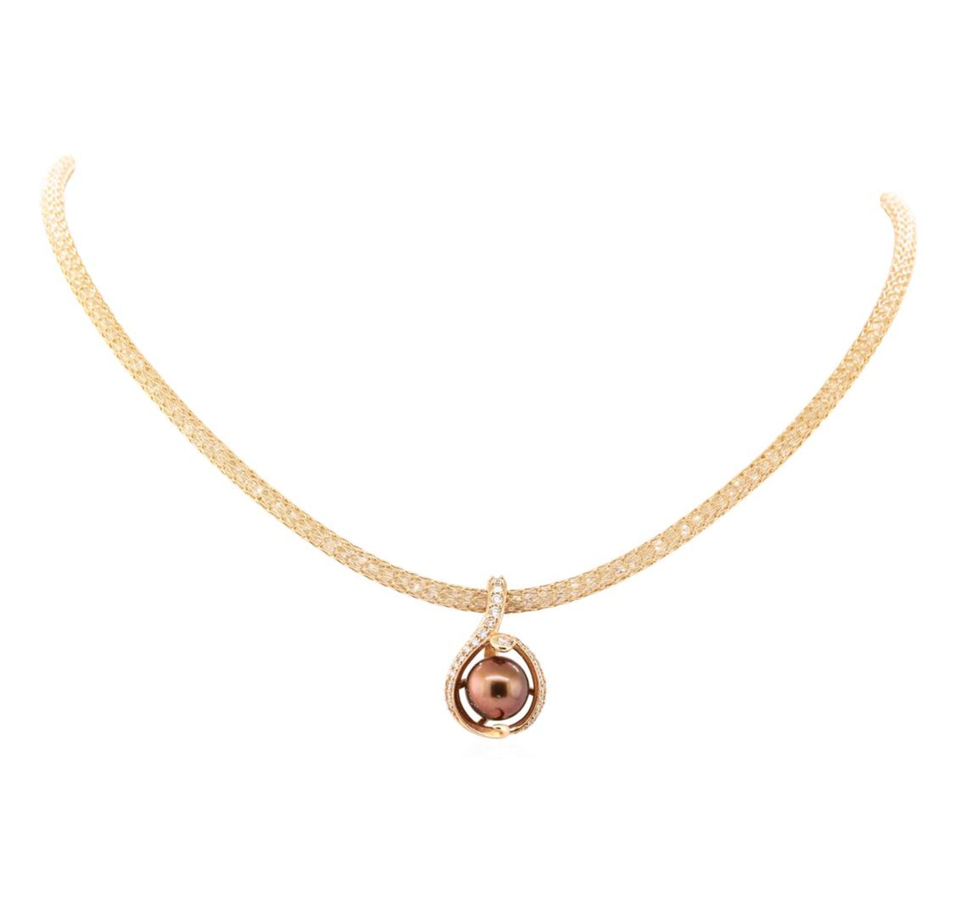 0.51 ctw Diamond and Pearl Pendant & Chain - 14KT Rose Gold - Image 2 of 3