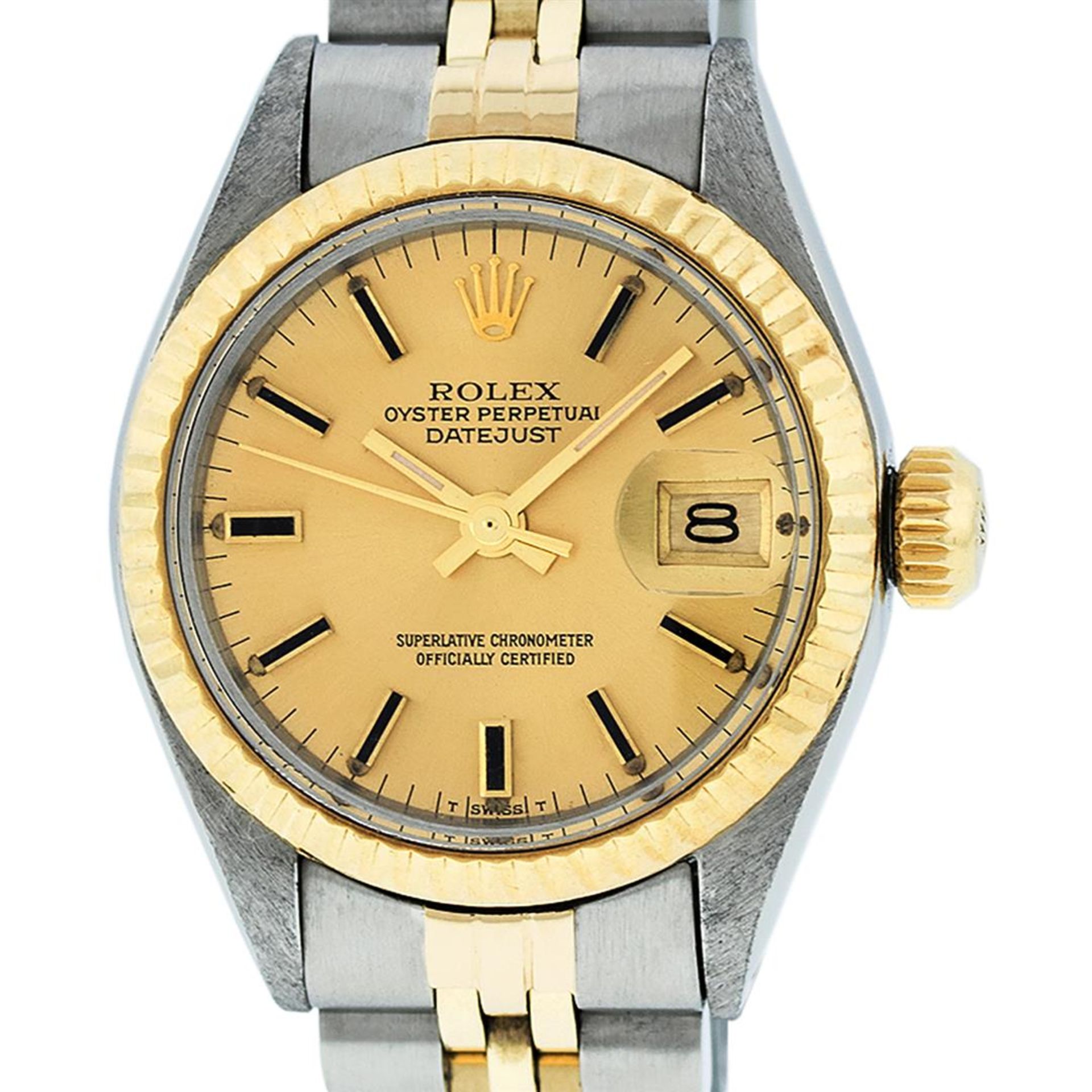 Rolex Ladies 2 Tone Champagne Index 26MM Oyster Perpetual Datejust Wristwatch - Image 2 of 9