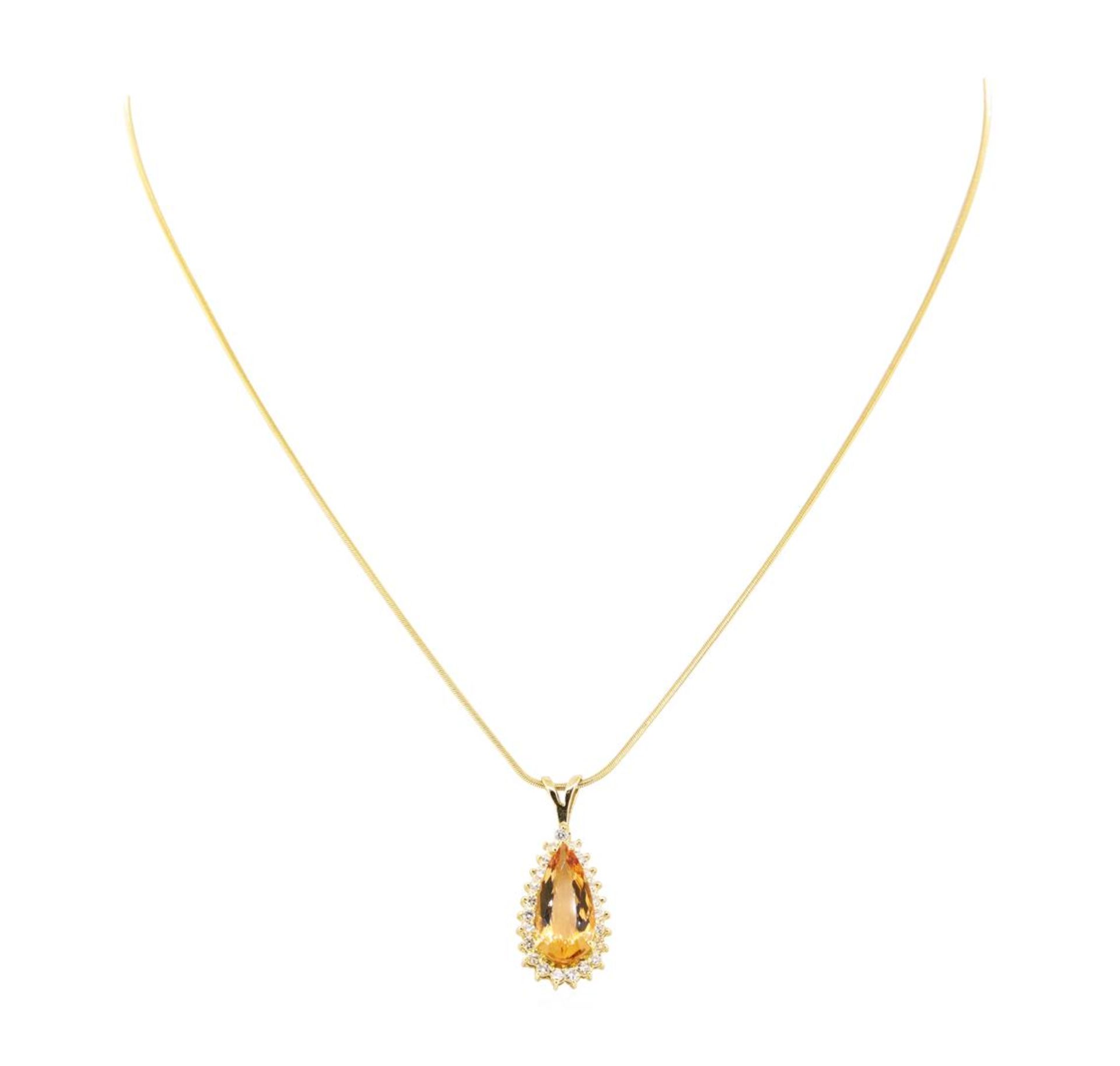 6.00 ctw Imperial Topaz And Diamond Pendant & Chain - 18KT Yellow Gold - Image 2 of 3