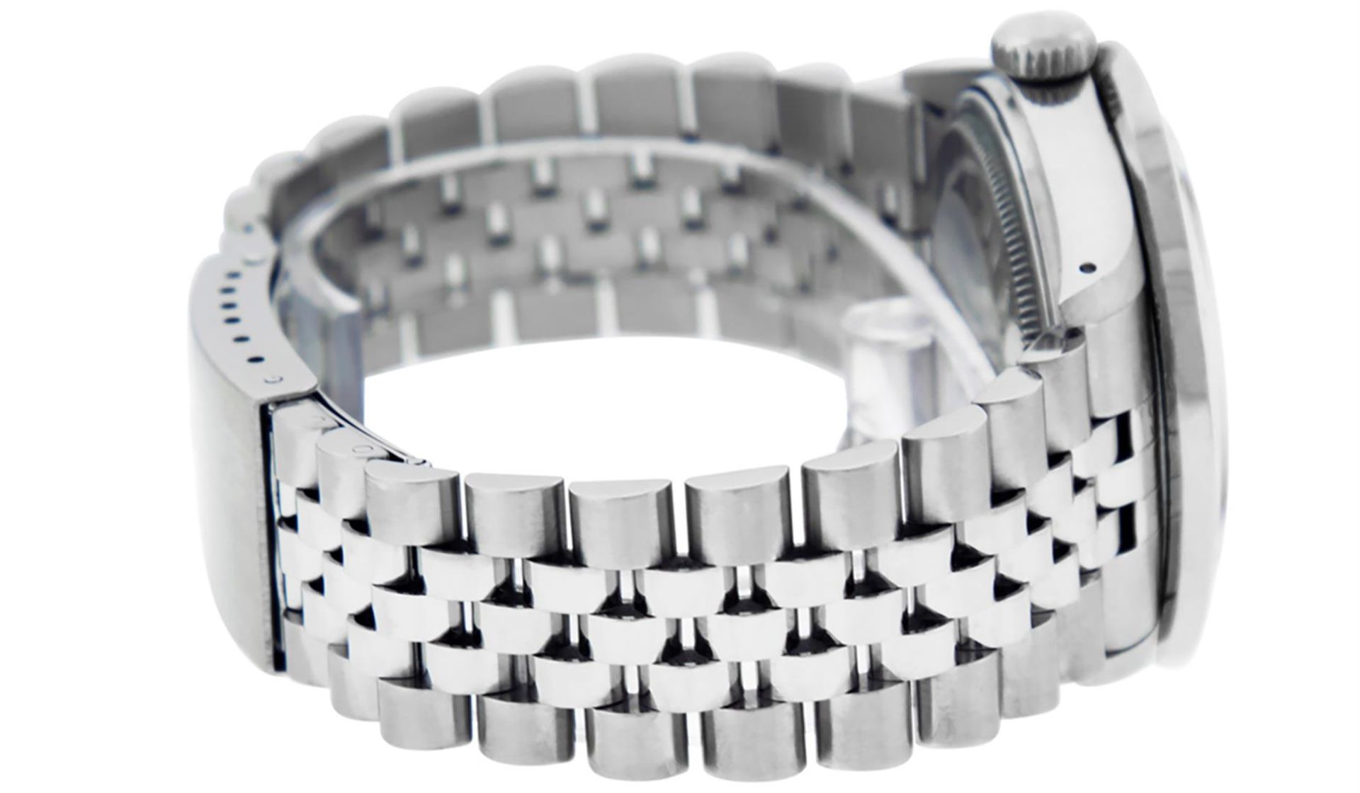 Rolex Mens Stainless Steel Blue Vignette 3 ctw Diamond Datejust Wristwatch - Image 5 of 9