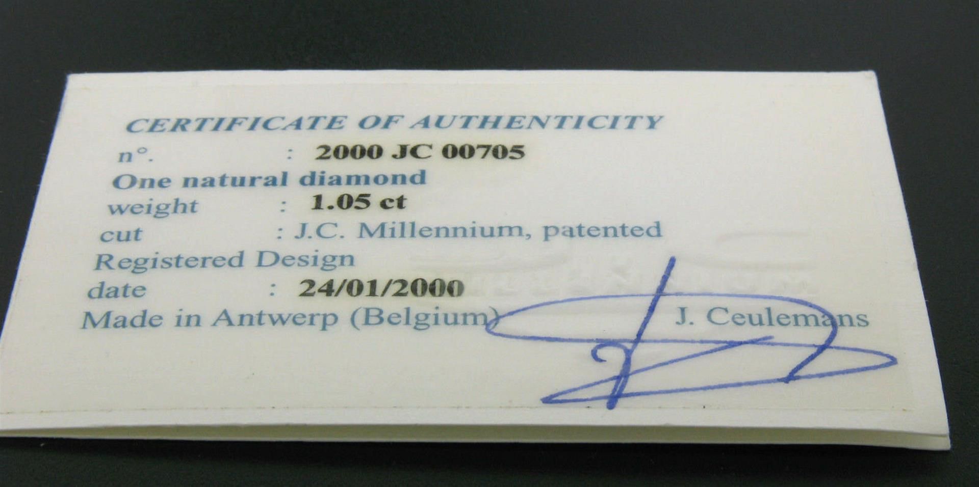 1.05 ctw J.C. Millennium Cut F VVS2 Loose Round Diamond Solitaire w/ Certificati - Image 5 of 6