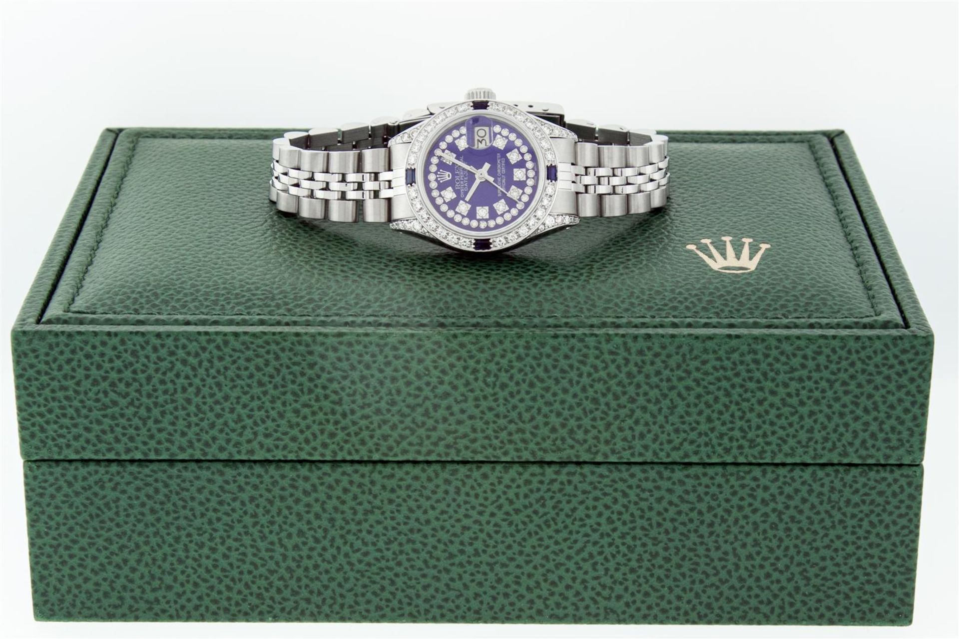Rolex Ladies Stainless Steel Diamond Lugs Royal Blue String VVS Diamond Datejust - Image 4 of 9