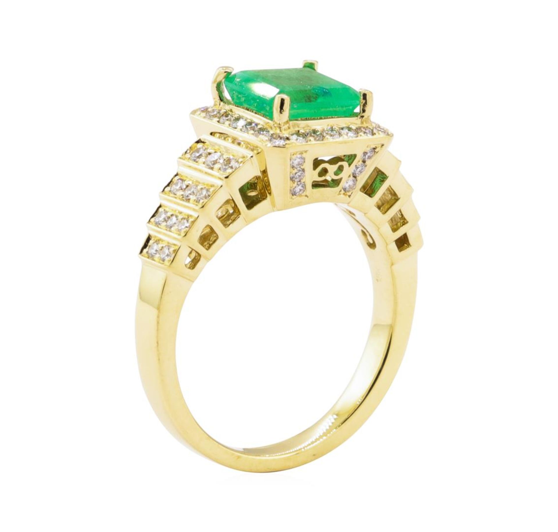 2.56 ctw Emerald and Diamond Ring - 18KT Yellow Gold - Image 4 of 5