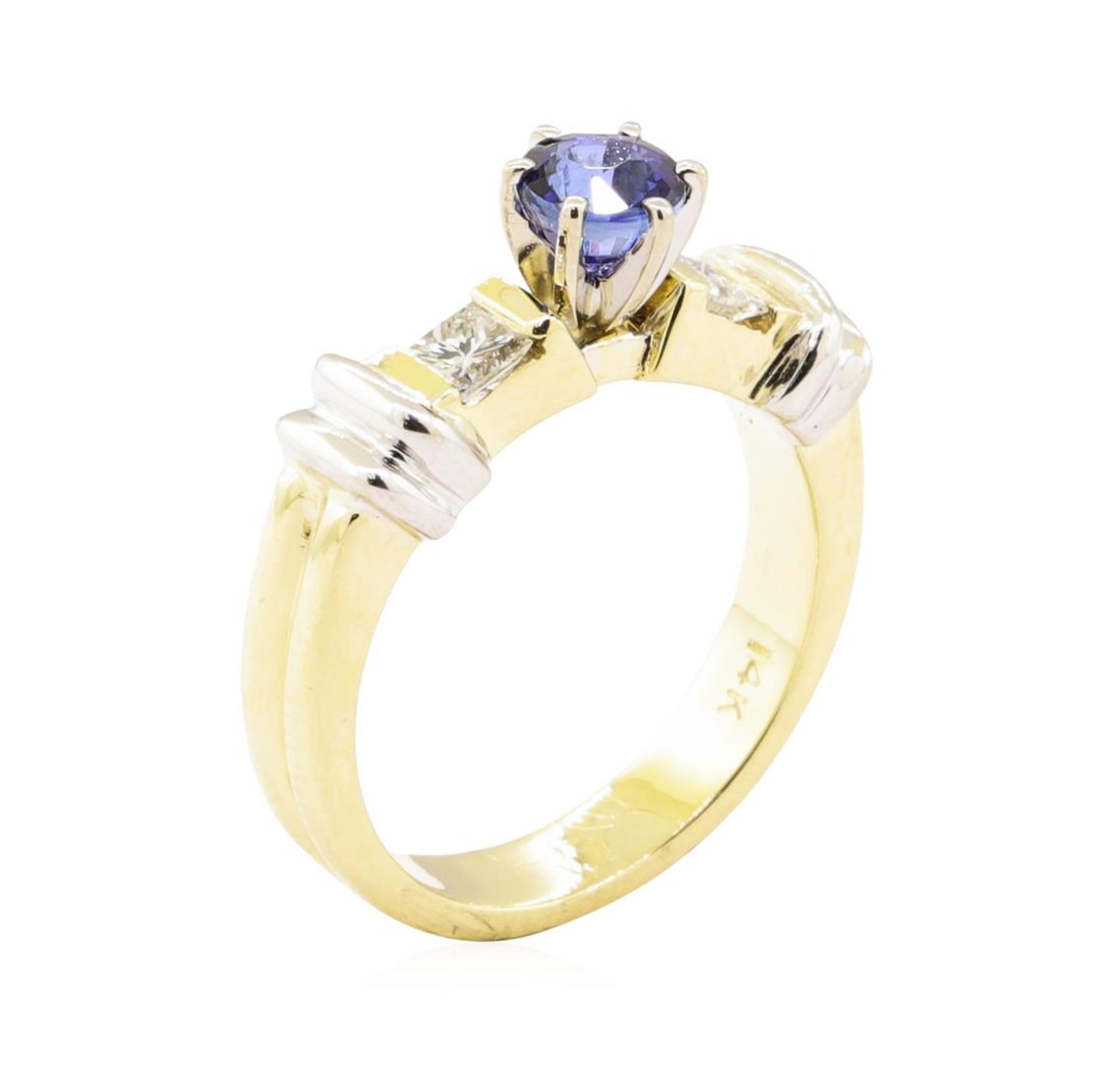 1.16 ctw Blue Sapphire and Diamond Ring - 14KT Yellow and White Gold - Image 4 of 4