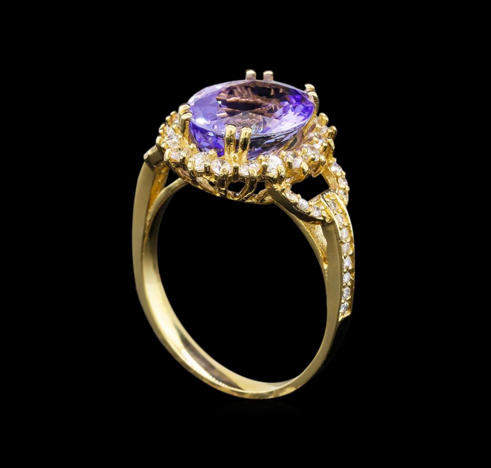 14KT Yellow Gold 4.45 ctw Tanzanite and Diamond Ring - Image 4 of 5