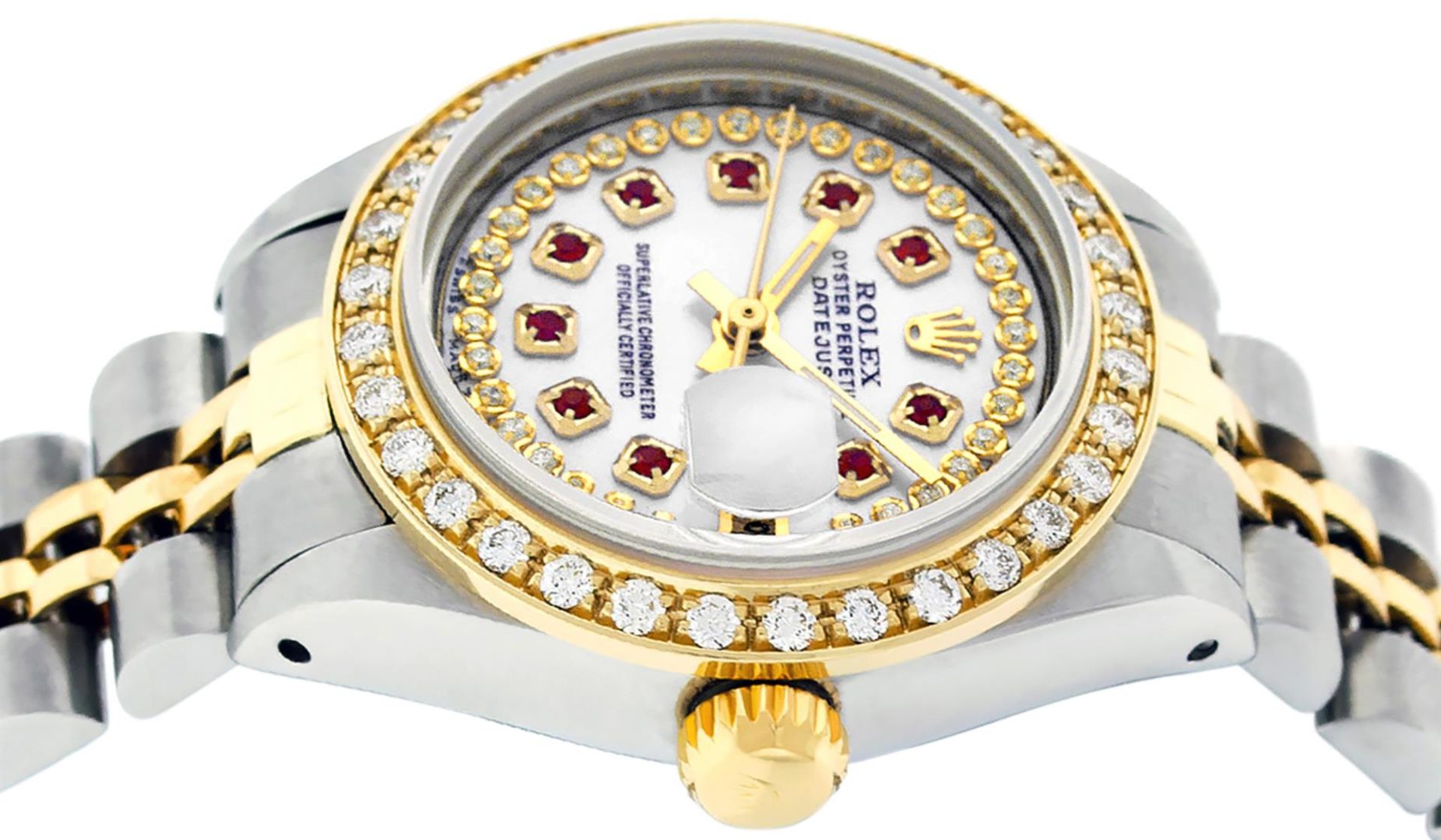 Rolex Ladies 2 Tone MOP Ruby String Diamond Datejust Wristwatch - Image 3 of 9
