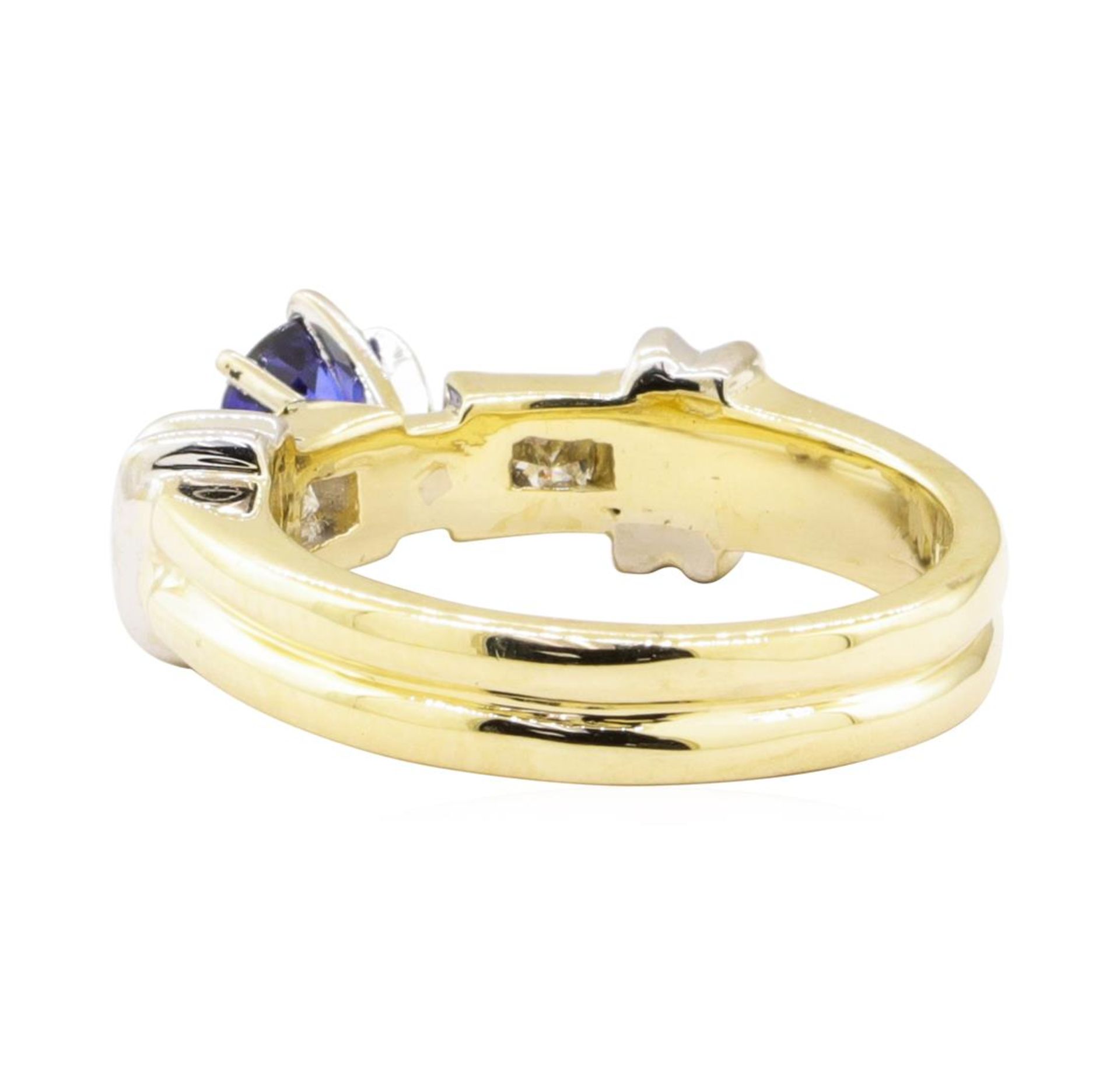 1.16 ctw Blue Sapphire and Diamond Ring - 14KT Yellow and White Gold - Image 3 of 4