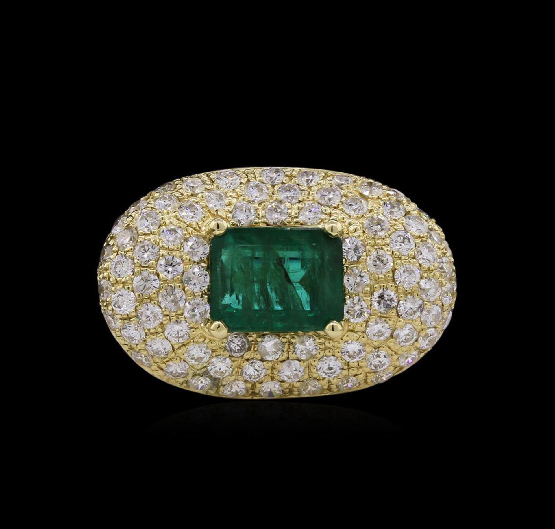 14KT Yellow Gold 3.08 ctw Emerald and Diamond Ring - Image 2 of 3