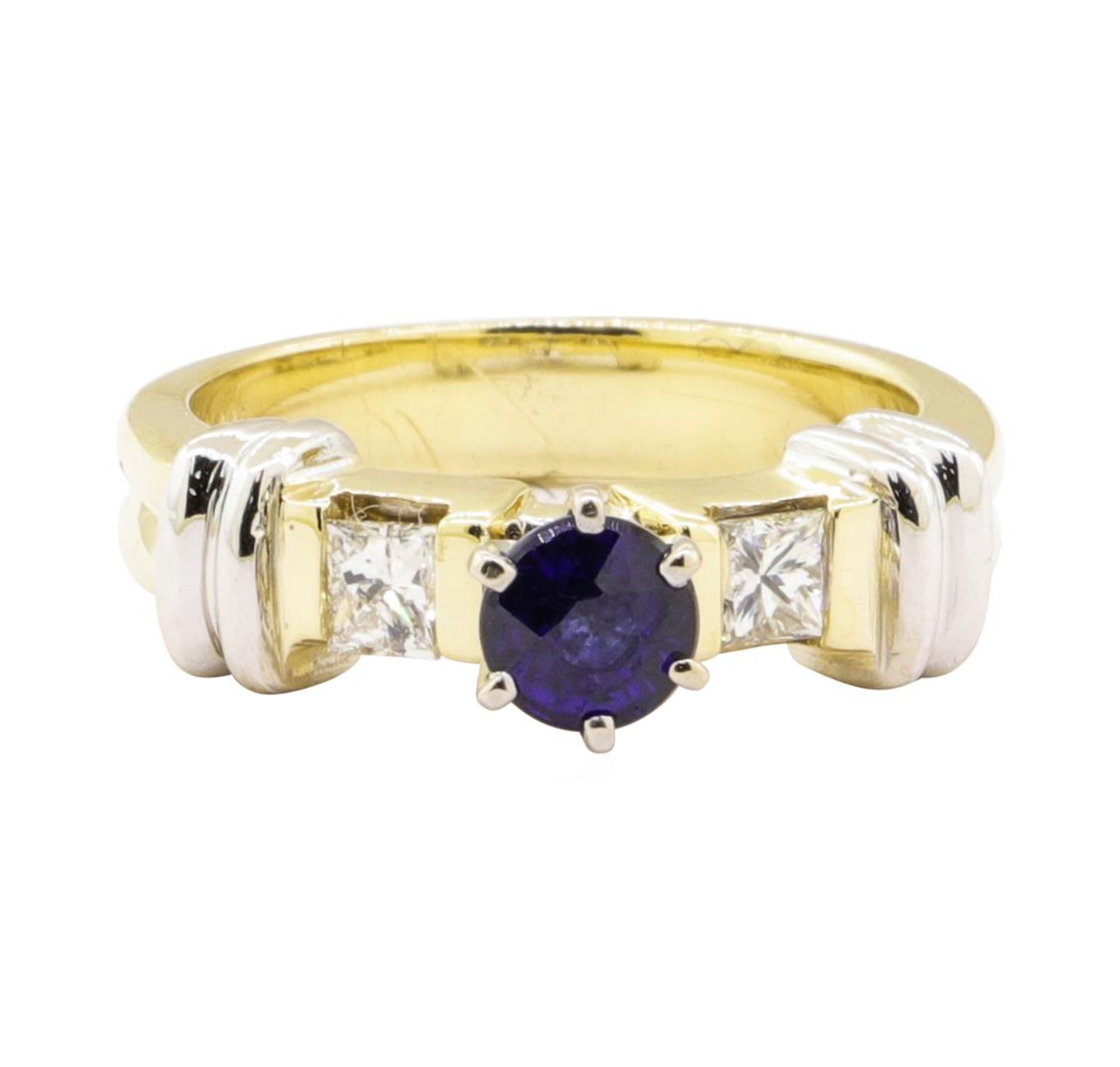 1.16 ctw Blue Sapphire and Diamond Ring - 14KT Yellow and White Gold - Image 2 of 4