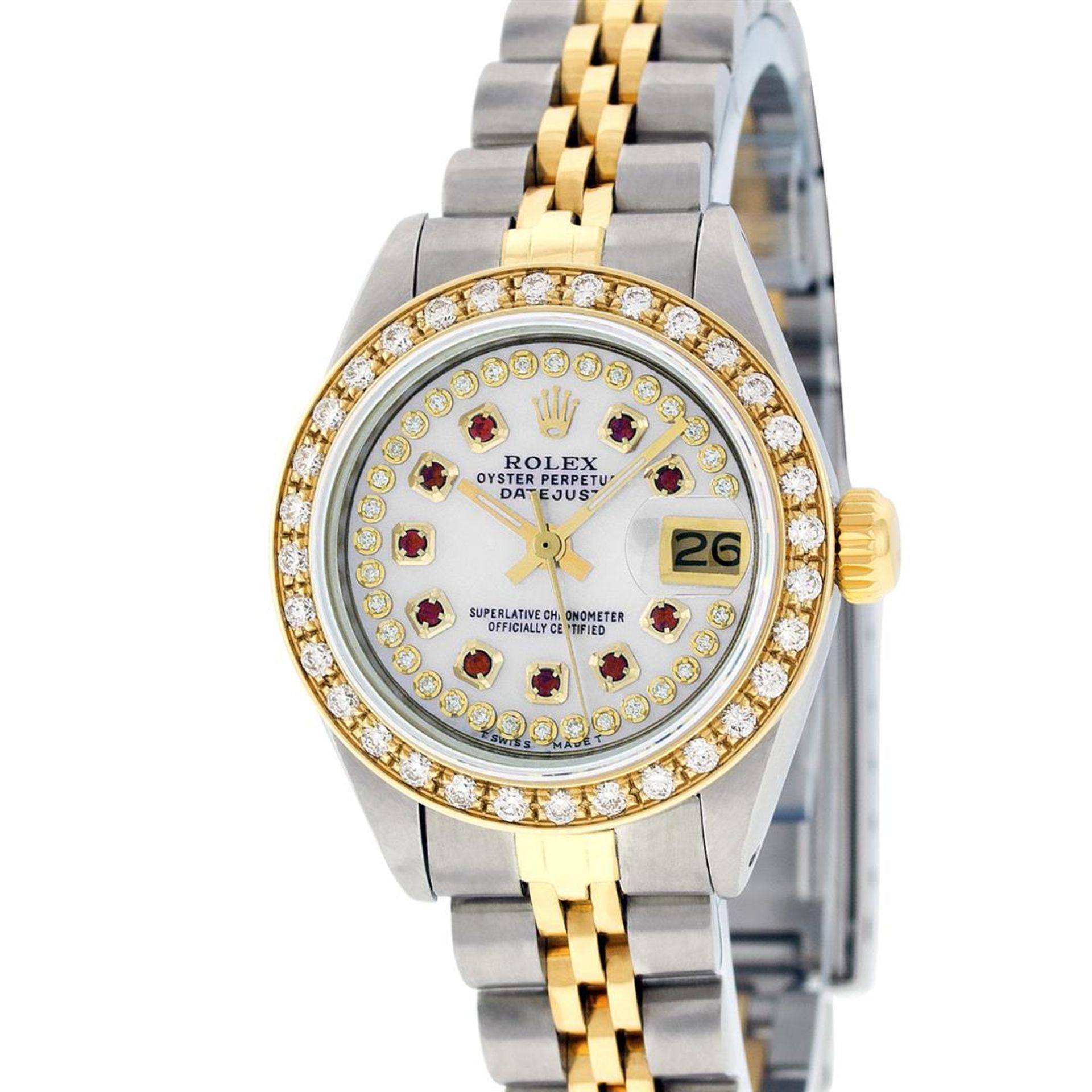 Rolex Ladies 2 Tone MOP Ruby String Diamond Datejust Wristwatch - Image 2 of 9