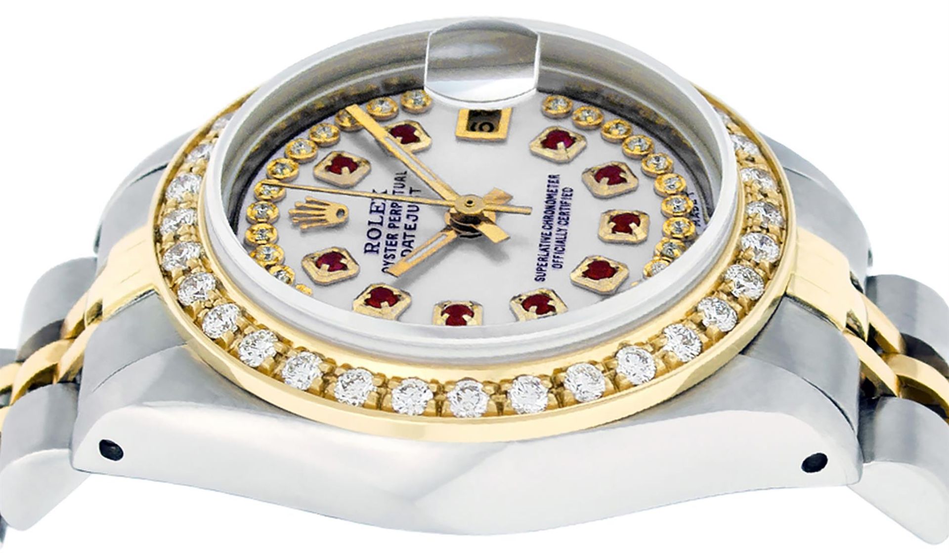 Rolex Ladies 2 Tone MOP Ruby String Diamond Datejust Wristwatch - Image 4 of 9