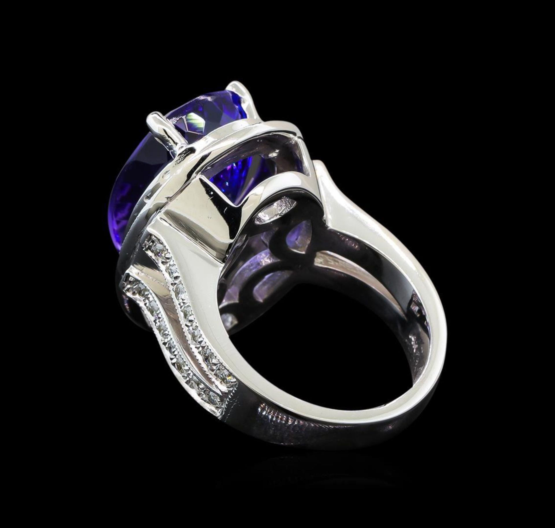 GIA Cert 13.42 ctw Tanzanite and Diamond Ring - 14KT White Gold - Image 3 of 6