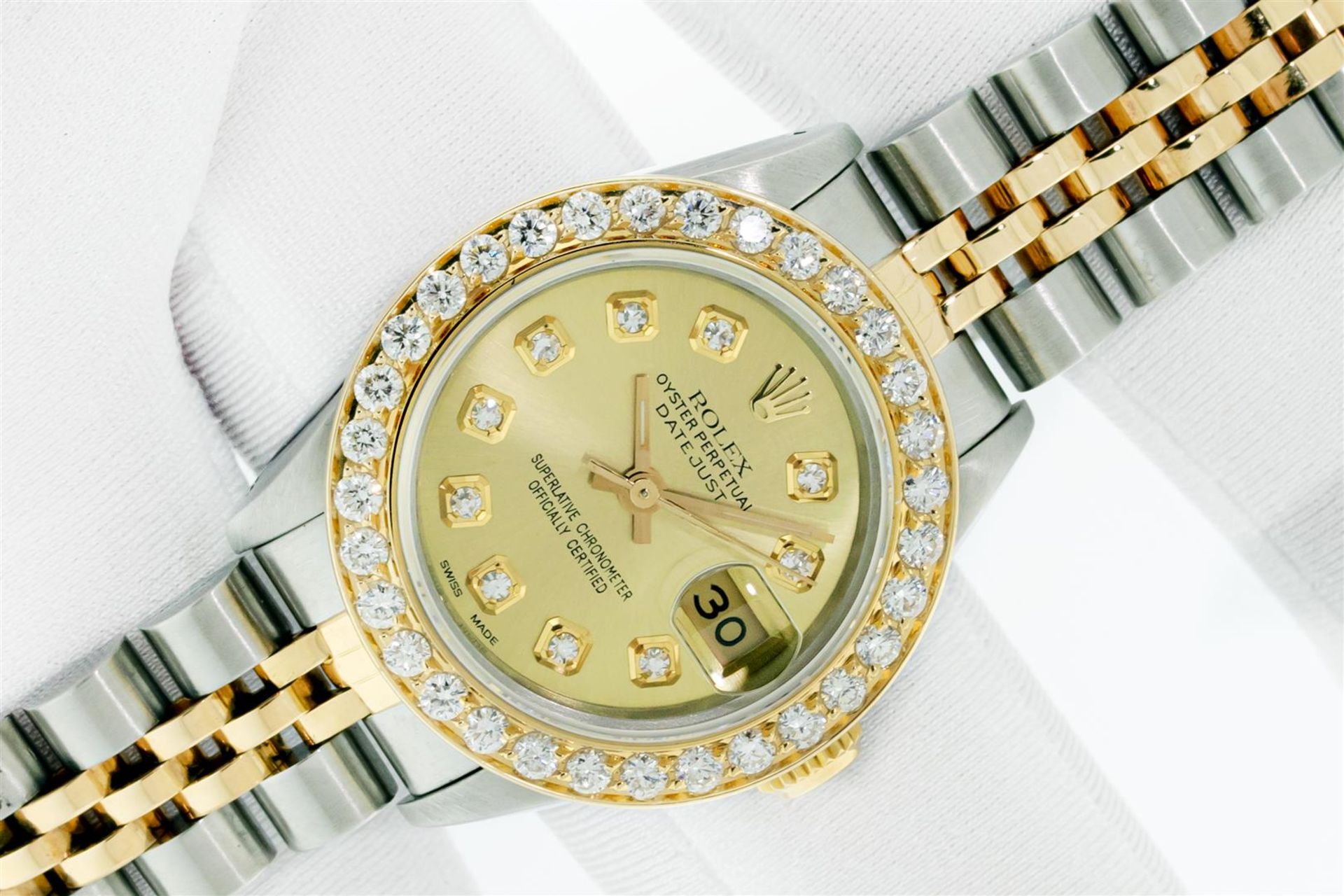 Rolex Datejust Ladies 26 Champagne VS Diamond 2 ctw Yellow Gold Bezel Box And Bo - Image 2 of 9