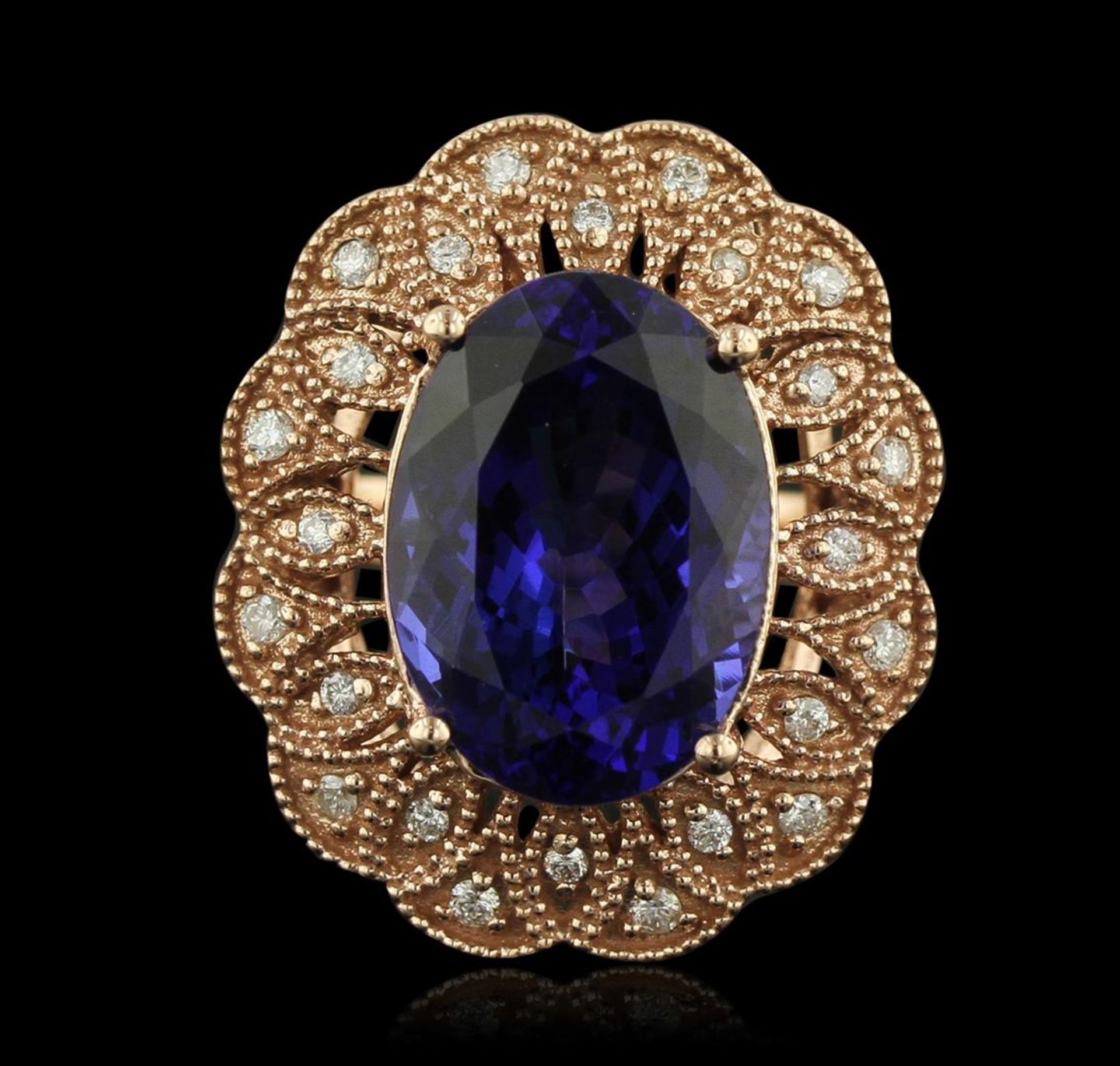 14KT Rose Gold 11.28 ctw Tanzanite and Diamond Ring - Image 2 of 3