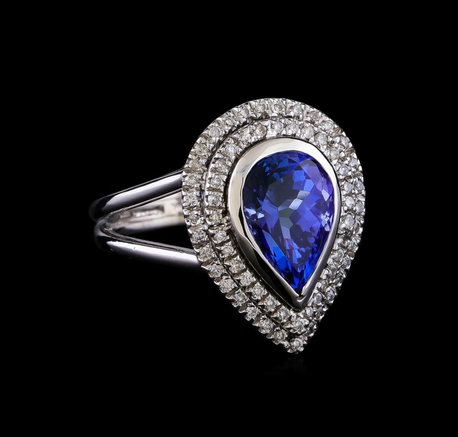 2.96 ctw Tanzanite and Diamond Ring - 14KT White Gold