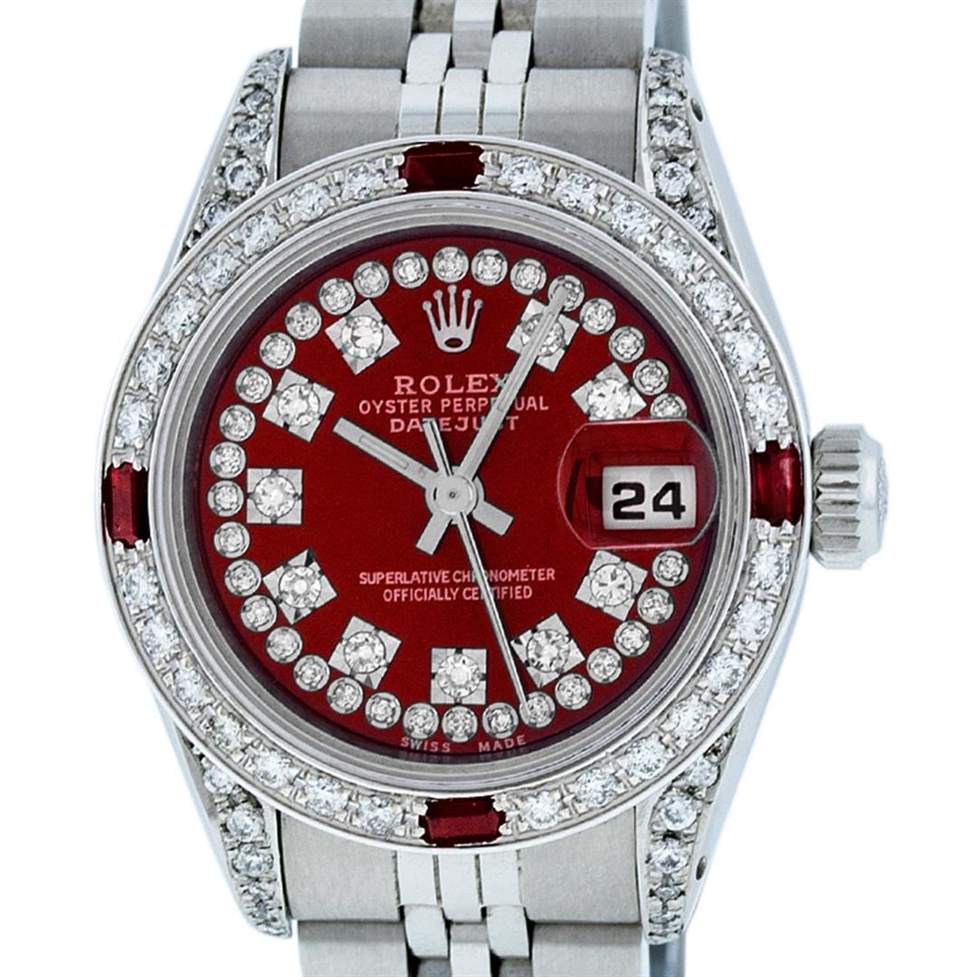 Rolex Ladies Stainless Steel 26MM Red Diamond Lugs 26MM Datejust Wristwatch - Image 2 of 9