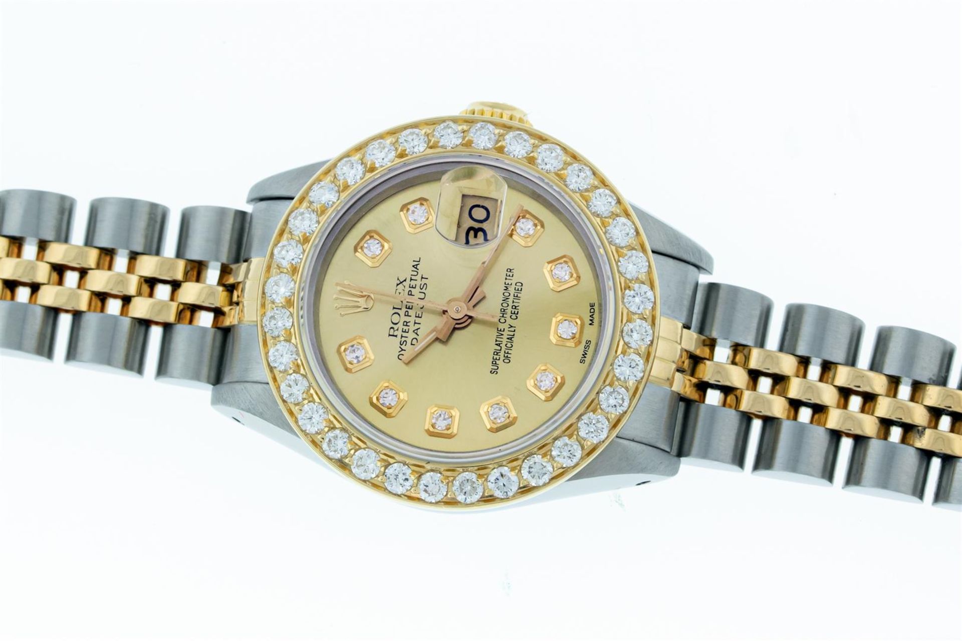 Rolex Datejust Ladies 26 Champagne VS Diamond 2 ctw Yellow Gold Bezel Box And Bo - Image 6 of 9