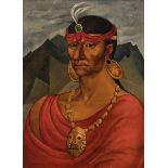 OSWALDO GUAYASAMÍN (Quito, Ecuador, 1919 - Baltimore, USA, 1999). "Portrait of Atahualpa, 1945.