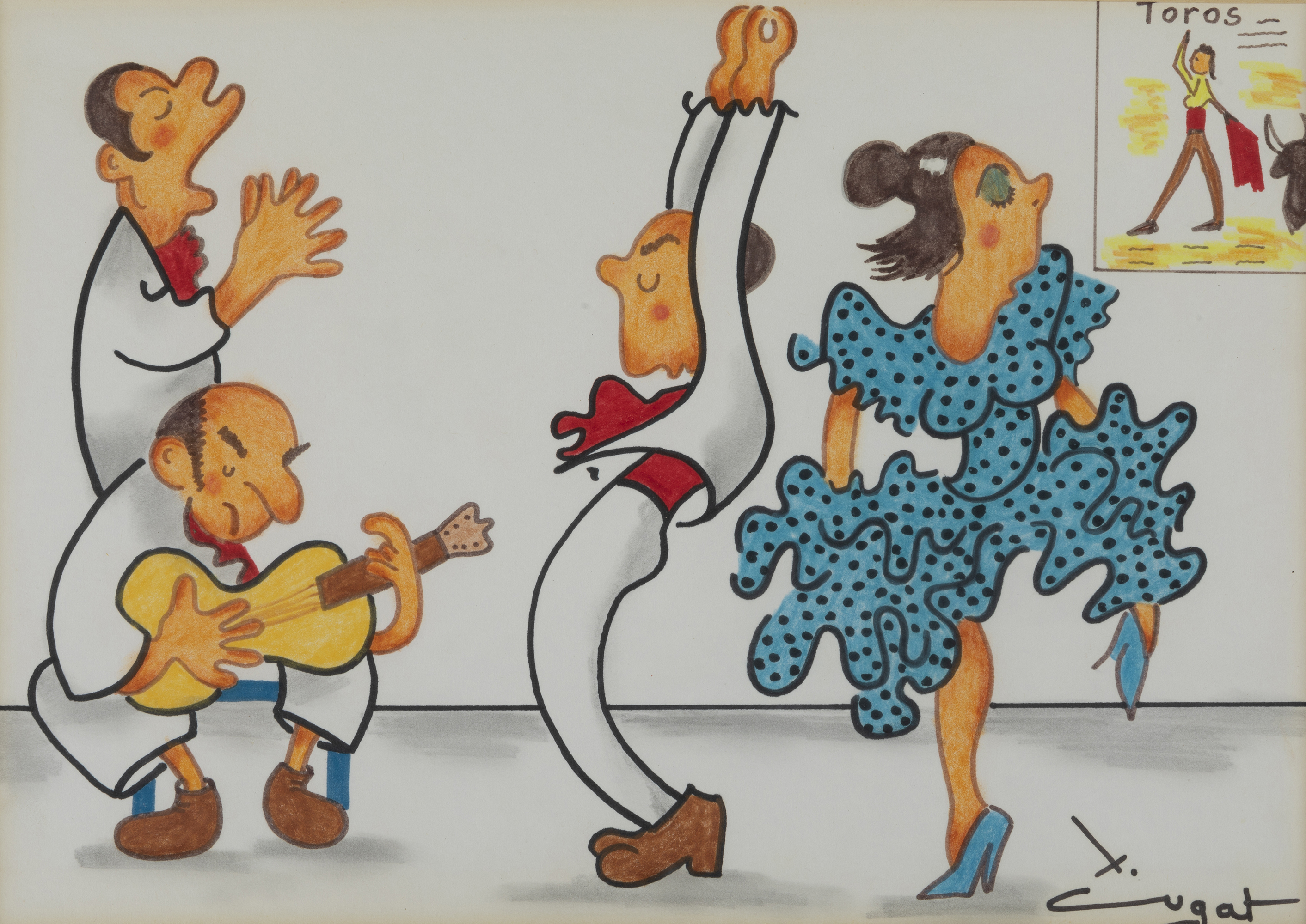 XAVIER CUGAT (Girona, 1898 - Barcelona, 1990). "Concert de flamenc". Mixed media on paper. Titled, - Image 2 of 8