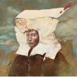 VICENTE ARNÁS LOZANO (Madrid, 1949). "Paper headdress", 2015. Oil on canvas. Attached certificate of