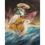 VICENTE ARNÁS LOZANO (Madrid, 1949). "Sea horsemen", 2015. Oil on canvas. Attached certificate of