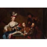 Northern Italian school; circa 1700. "Musical evening". Oil on canvas. Relined. It has repainting