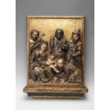 Castilian School, XVI century. "The Epiphany. Relief, gilded and polychrome. Measures: 66 x 46 cm.