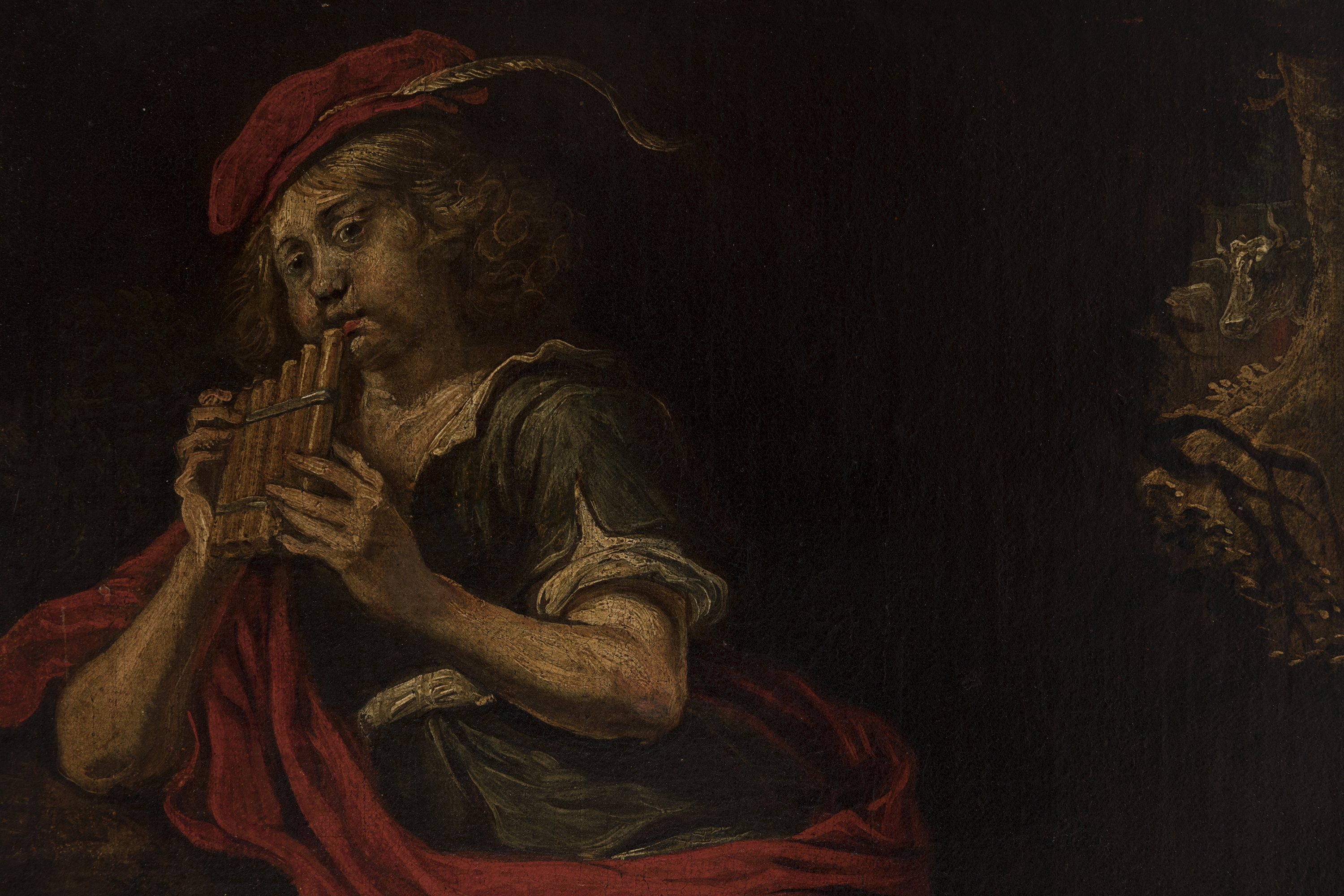 Flemish school; Last third of the XVII century. "Shepherd with pan flute". Oil on canvas. Relined. - Image 2 of 5
