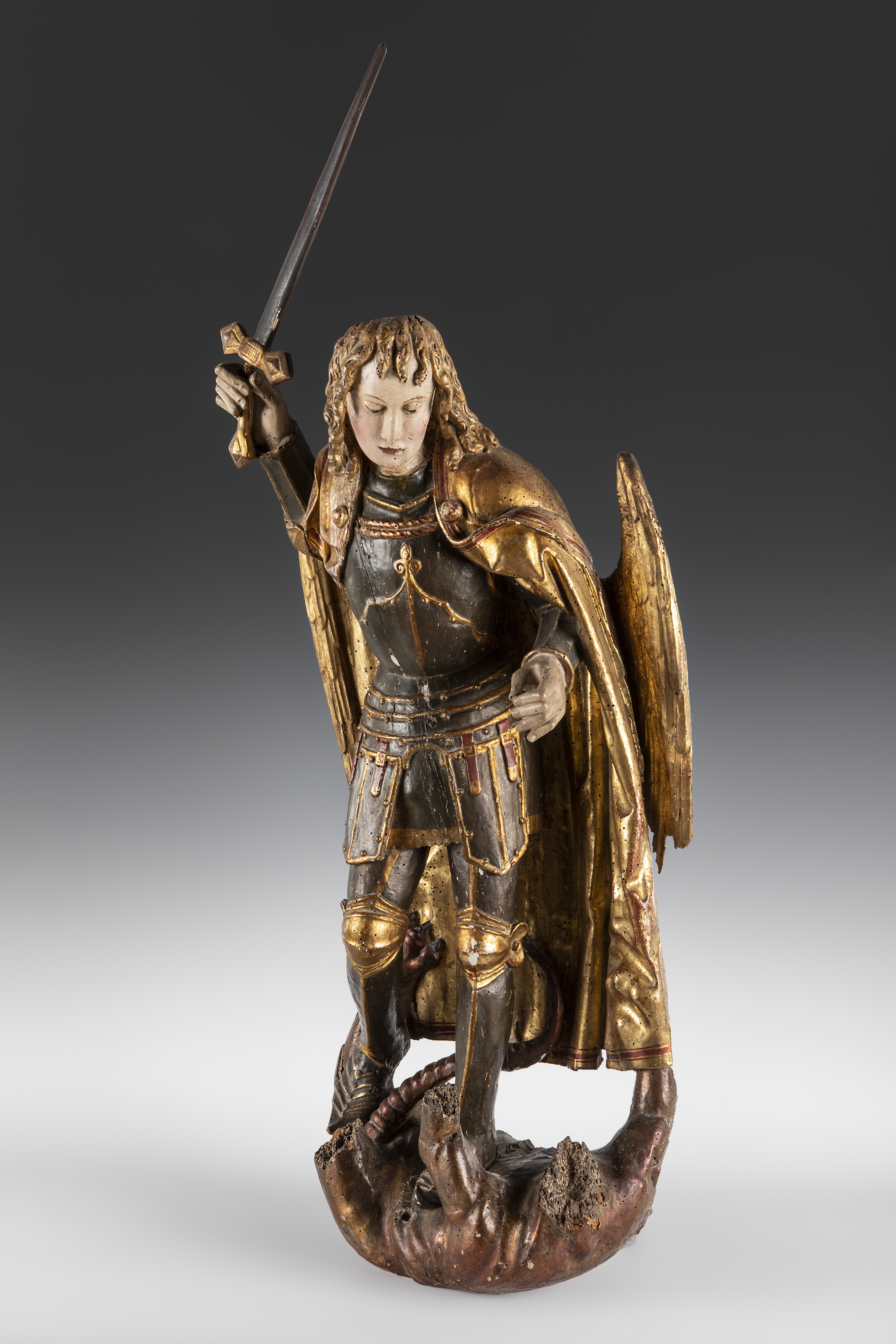 South German school, late 15th-early 16th century. "St. Michael the Archangel". Wood carving