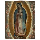 Novo-Hispanic school, XVIII century. "Virgin of Guadalupe". Oil on copper. Measures: 25,5 x 20 cm.