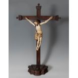 Indo-Portuguese school, 17th century. "Crucified Christ". Carved ivory, polychrome and gilded