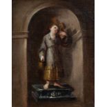 DOMINGO MARTÍNEZ (Seville, 1688 - 1749), attributed. "Infant Jesus in niche. Oil on canvas. Size: