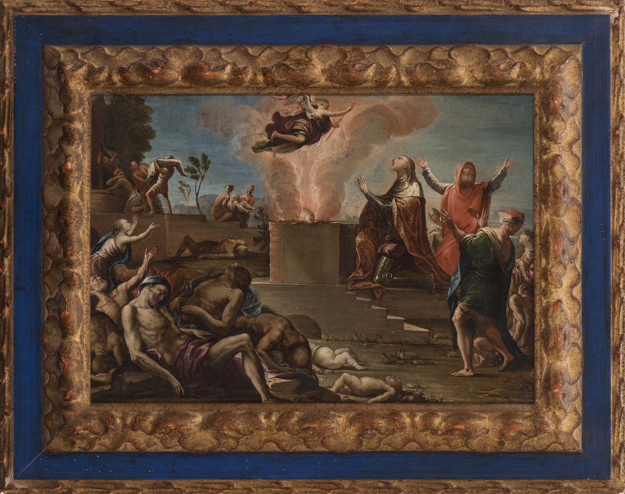Italian school; late sixteenth century-early seventeenth century. "King David before the altar". Oil - Image 2 of 5