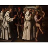 Spanish school; first half of the XVII century. "Religious procession". Oil on canvas. Relined.