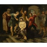 Flemish school of the mid-seventeenth century. "The mockery of Christ". Oil on copper. Size: 44 x 54