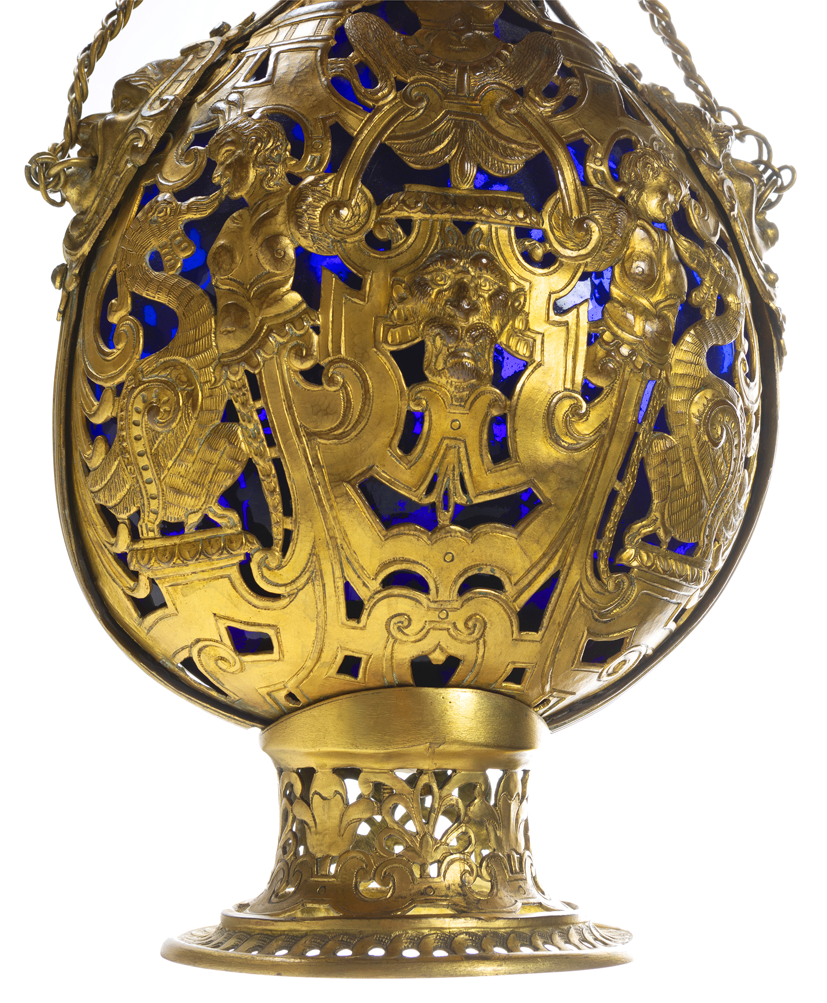 Pilgrim's flask. Italy, XIX century. Glass and gilded bronze. Measurements: 45 cm (height). - Image 4 of 6