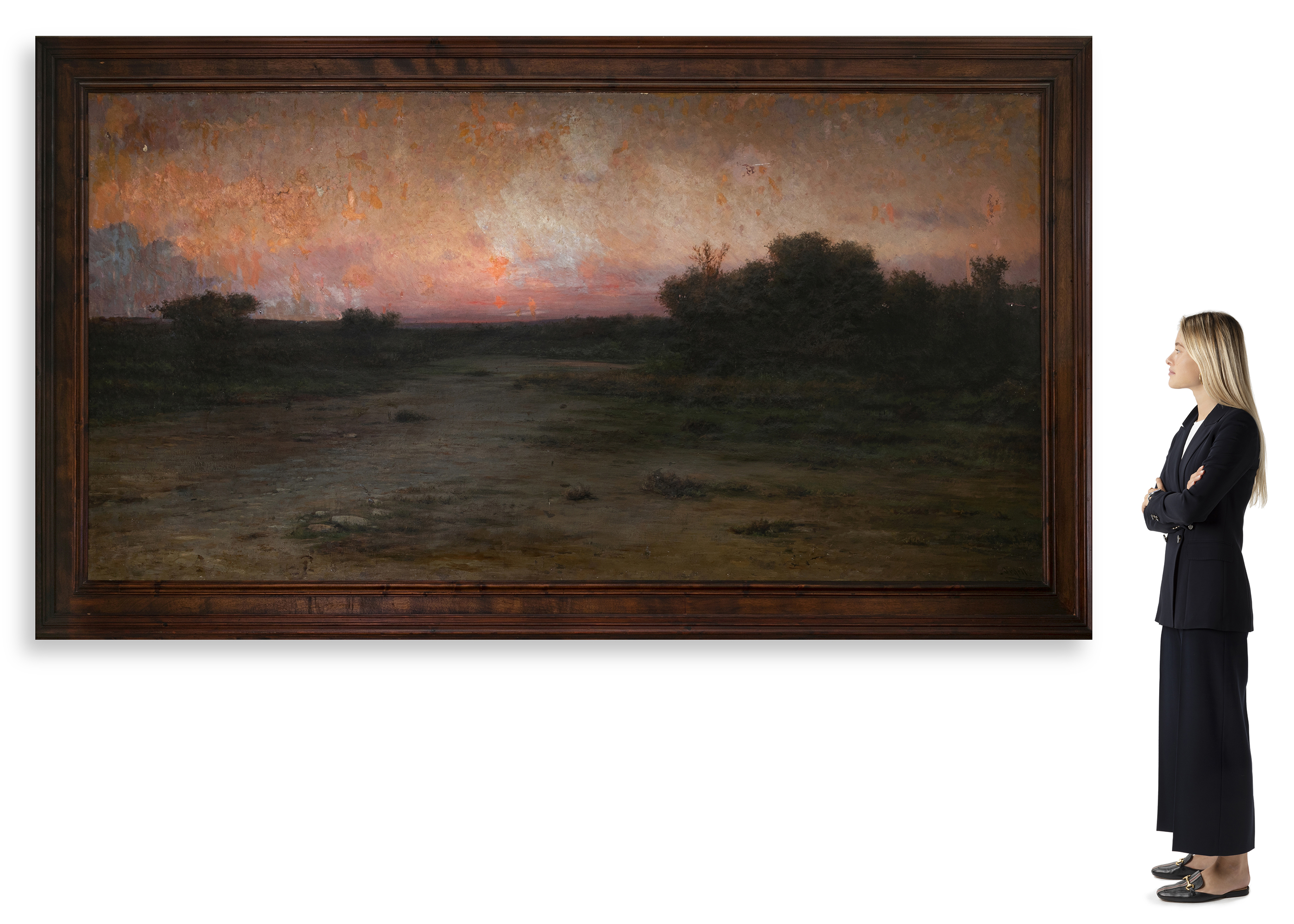 MODEST URGELL INGLADA (Barcelona, 1839 - 1919). "Landscape at sunset". Oil on canvas. Signed in - Image 3 of 6