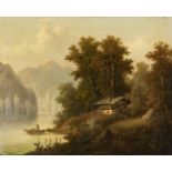 AUGUST BECKER (Germany, 1821-1887). Landscape. Oil on canvas. Signed in the lower margin.