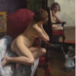 JOSÉ RAMÓN ZARAGOZA (Cangas de Onis, Asturias, 1874 - Alpedrete, Madrid, 1947). "Female nude in