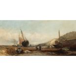 WILLIAM EDWARD WEBB (Manchester, 1862-1903). "Coastal scene with boats and fishermen". Oil on