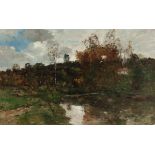 AUGUSTE CHAIX (France, 1860 - 1922). "River landscape". Oil on canvas. Signed in the lower right