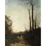 MODEST URGELL INGLADA (Barcelona, 1839 - 1919). "Landscape with figure". Oil on canvas. Signed in