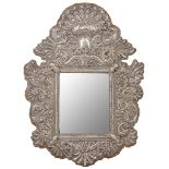 Mirror; Novo-Hispanic work, c. 1760-1770. Carved silver and wooden core. It presents damages.